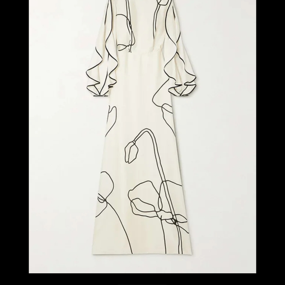 Female British Style Flower Printed Party Evening Dresses - Picture 5 of 8